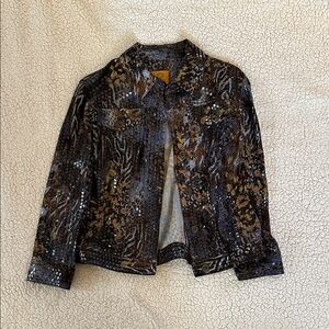 Ruby Rd. Textured Brown and Black Jean Jacket